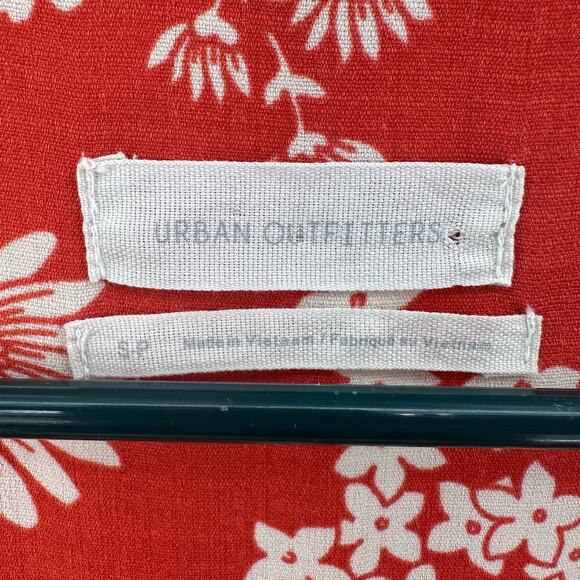 Urban Outfitters Floral Wrap Dress Hi-Low WMNS S Red Midi V-neck Short Sleeve - Picture 11 of 11